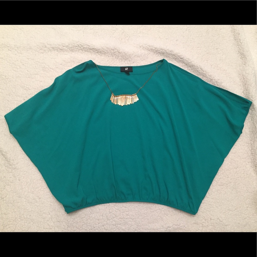 Aqua Dress Shirt with Necklace